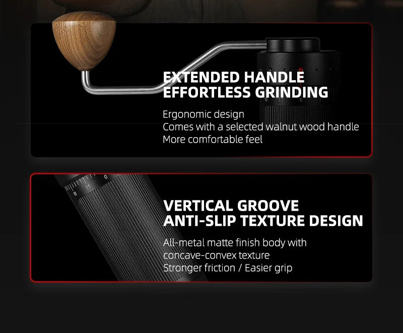 MHW-3BOMBER Manual Coffee Grinder 0.016mm/Click Conical Burr for Espresso Pour Over Adjustable Stainless Steel Barista Tool