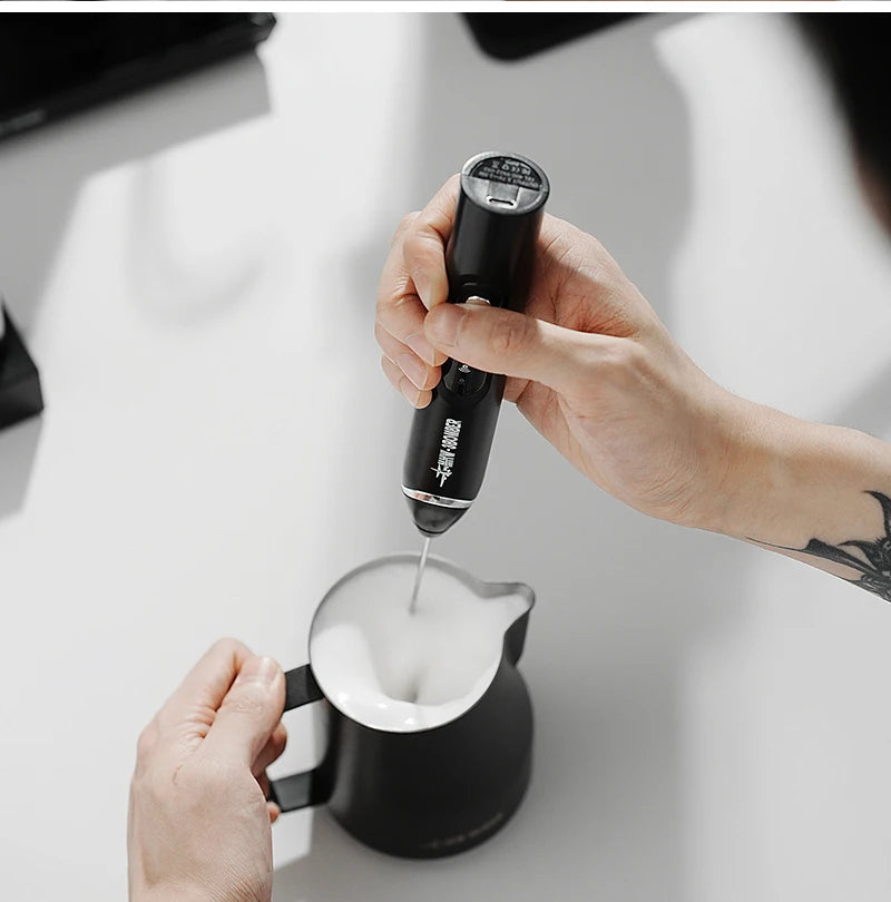 MHW-3BOMBER Electric Milk Frother Rechargeable Handheld Egg Foam Maker with Stainless Whisk for Coffee Latte Cappuccino