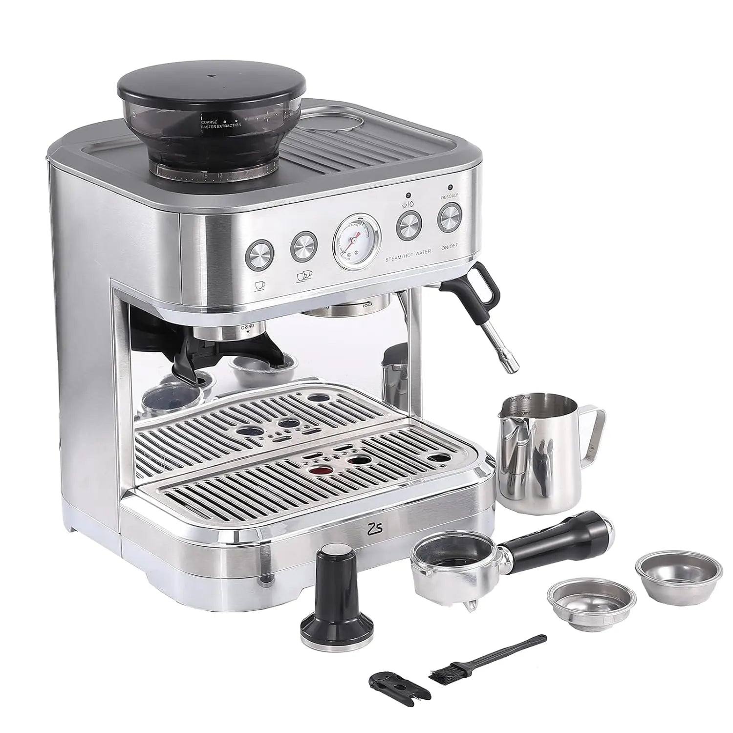 Espresso Machine with Milk Frother and Grinder, 15 Bar Automatic Espresso Coffee Machine All In One Coffee Maker