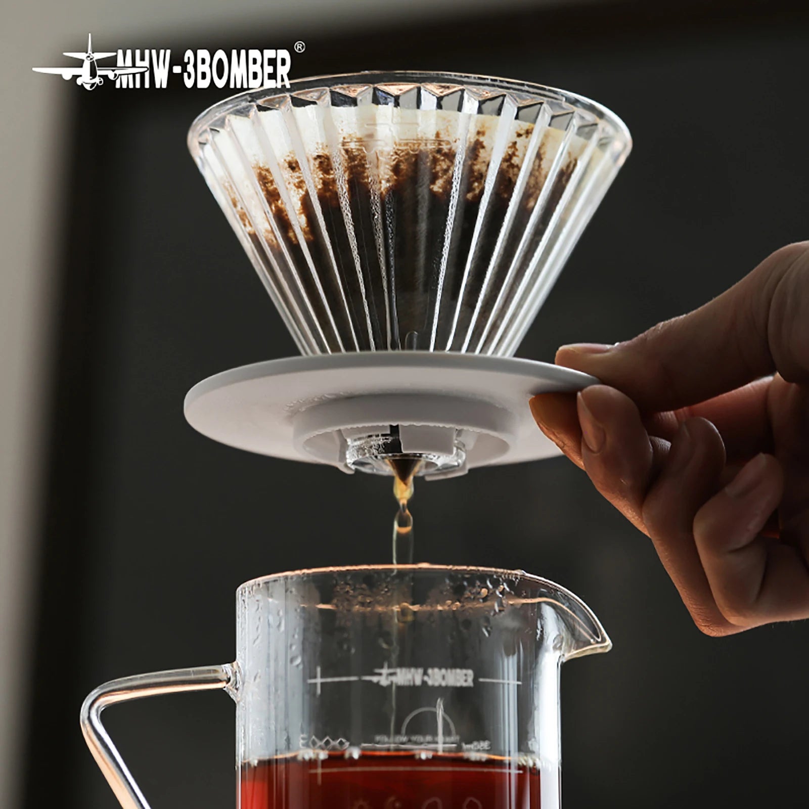 MHW-3BOMBER Glass Coffee Filter Cups and Espresso Filter Paper Set Reusable Cone Pour Over Coffee Dripper Filters Accessorie