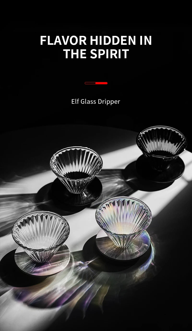 MHW-3BOMBER Glass Coffee Filter Cups and Espresso Filter Paper Set Reusable Cone Pour Over Coffee Dripper Filters Accessorie