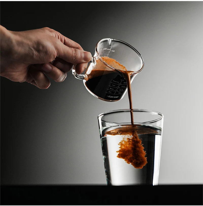 MHW-3BOMBER 120ML Glass Measuring Cup Single & Double Spout Espresso Measuring Cup with Scale Barista Tool Coffee Accessories