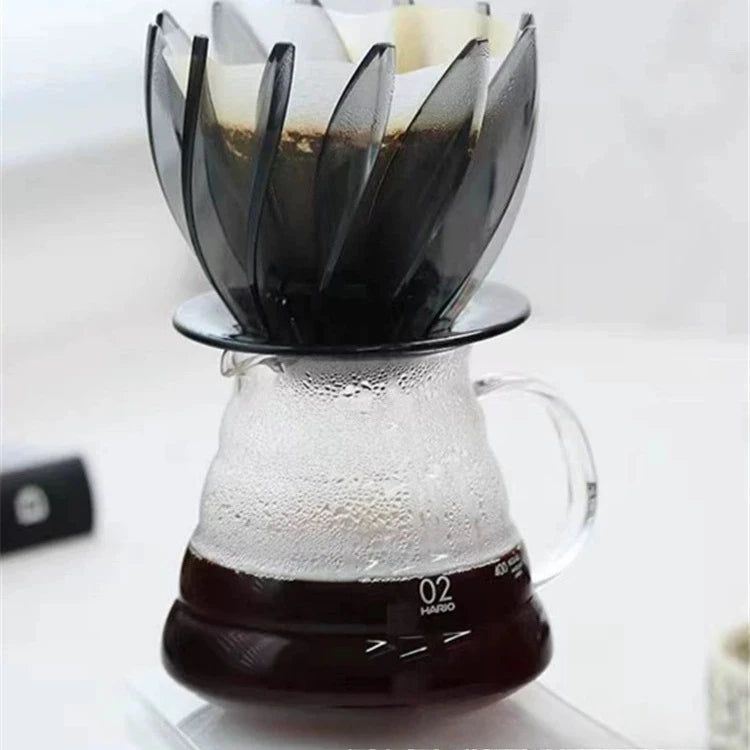 Water Lily Drip Coffee Filter - Removable and Replaceable Resin Lotus Petal Pour Over Coffee Brewer