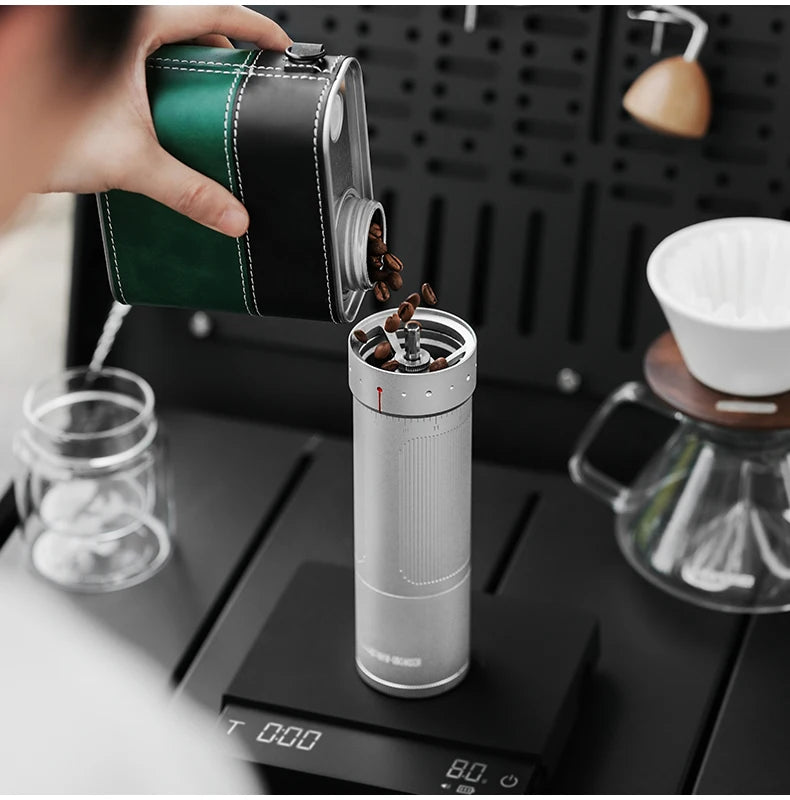 MHW-3BOMBER Manual Coffee Grinder 0.016mm/Click Conical Burr for Espresso Pour Over Adjustable Stainless Steel Barista Tool