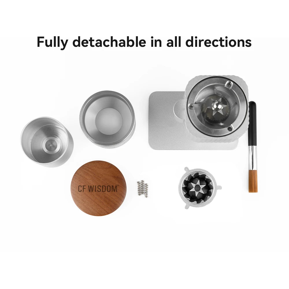 CF WISDOM Portable Electric Coffee coffee accessories Adjustable Coarseness Rechargeable, Aluminum Body, Magnetic
