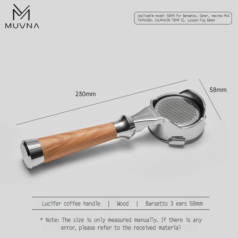 MUVNA Espresso Bottomless Portailfter Lucifer Series, Naked Portafilter with Basket Fits E61/Nuova/Delonghi/Breville Machines
