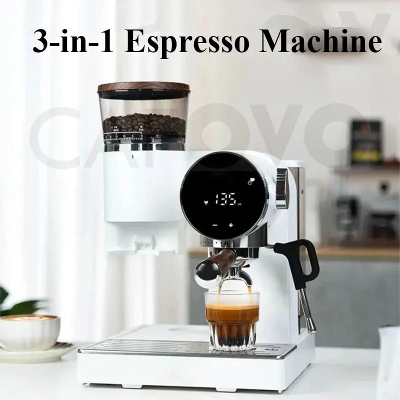 CAFOVO CG01 15 Bar 58mm Semi-Automatic Espresso Machine with Grinder With 30-Step Grinder Cold Brew Coffee Maker for Home Cafe