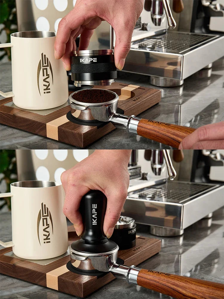 IKAPE Bottomless Portafilter for Delonghi/Barsetto/Berivlle/Lamarzocco/Welhome/Flair58/ECM/Lelit/wega Wooden Handle 51/54/58mm