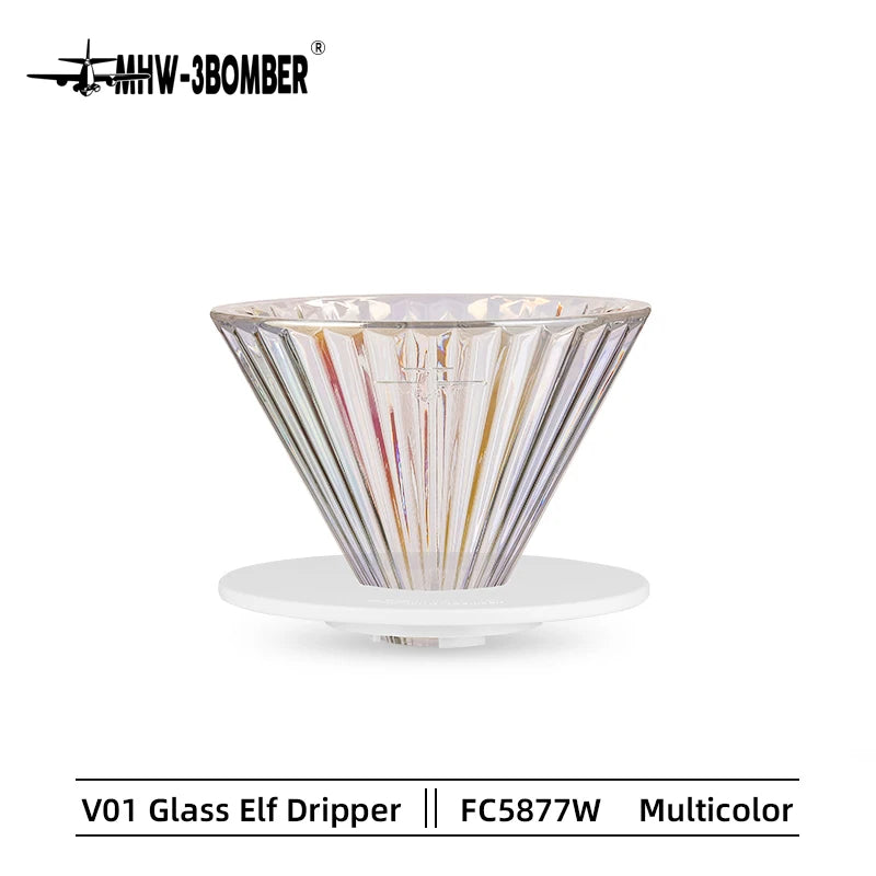 MHW-3BOMBER Glass Coffee Filter Cups and Espresso Filter Paper Set Reusable Cone Pour Over Coffee Dripper Filters Accessorie