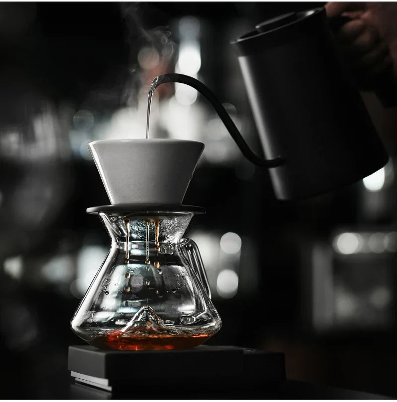 MHW-3BOMBER Hill Coffee Server Guide Extraction Pour Over Coffee Server Ergonomic Handle High-Borosilicate Glass For Barista