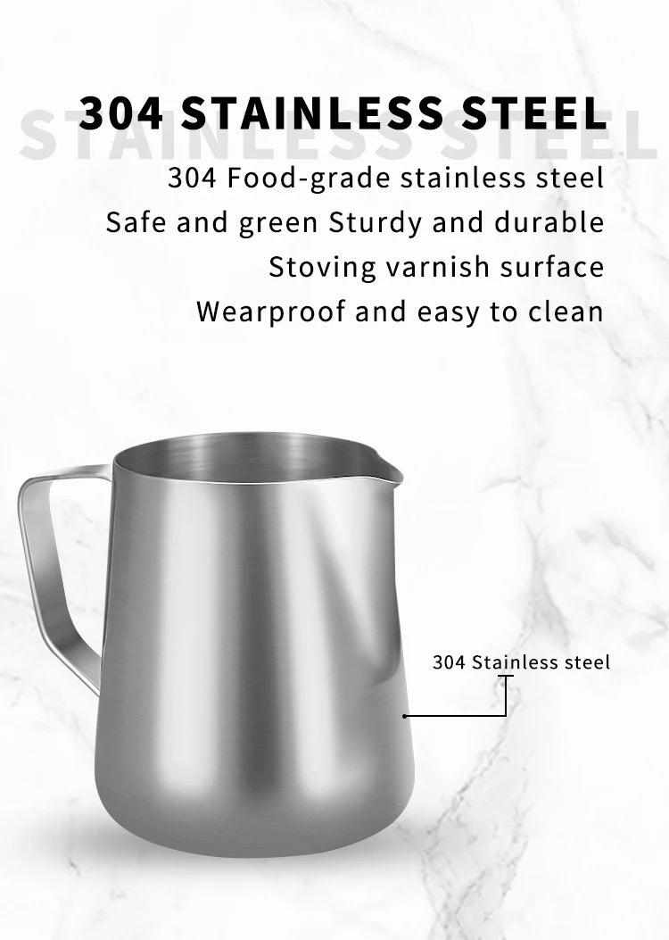 Milk Frother Jug Stainless Steel Container 100ML 350ML 600ML Frothing Pitcher Coffee Cups Latte Barista Espresso Maker Accessory