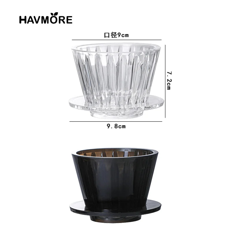 Wave Coffee Dripper 1-2Cups Crystal Eye Pour Over Coffee Dripper With Coffee Filter Papers 50 Sheets Coffee Filter Set