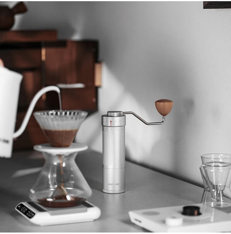 MHW-3BOMBER Manual Coffee Grinder 0.016mm/Click Conical Burr for Espresso Pour Over Adjustable Stainless Steel Barista Tool