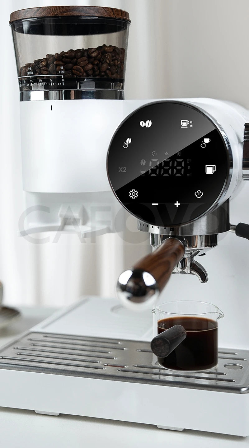 CAFOVO CG01 15 Bar 58mm Semi-Automatic Espresso Machine with Grinder With 30-Step Grinder Cold Brew Coffee Maker for Home Cafe
