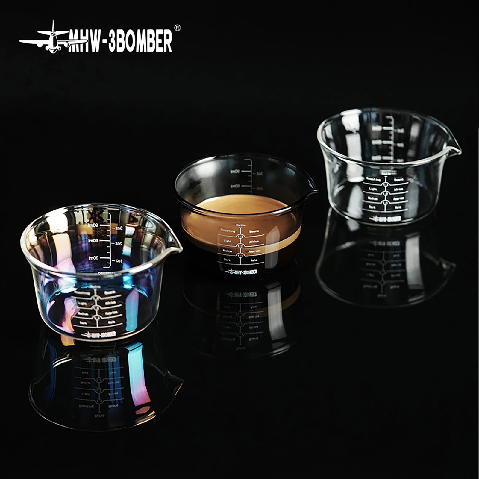 MHW-3BOMBER 120ML Glass Measuring Cup Single & Double Spout Espresso Measuring Cup with Scale Barista Tool Coffee Accessories