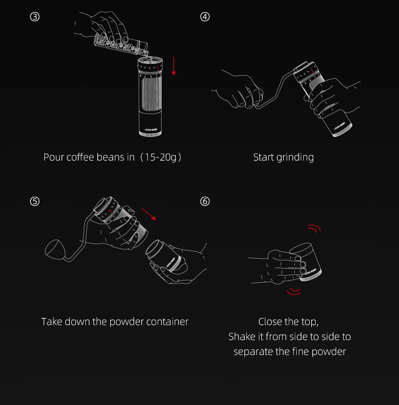 MHW-3BOMBER Manual Coffee Grinder 0.016mm/Click Conical Burr for Espresso Pour Over Adjustable Stainless Steel Barista Tool