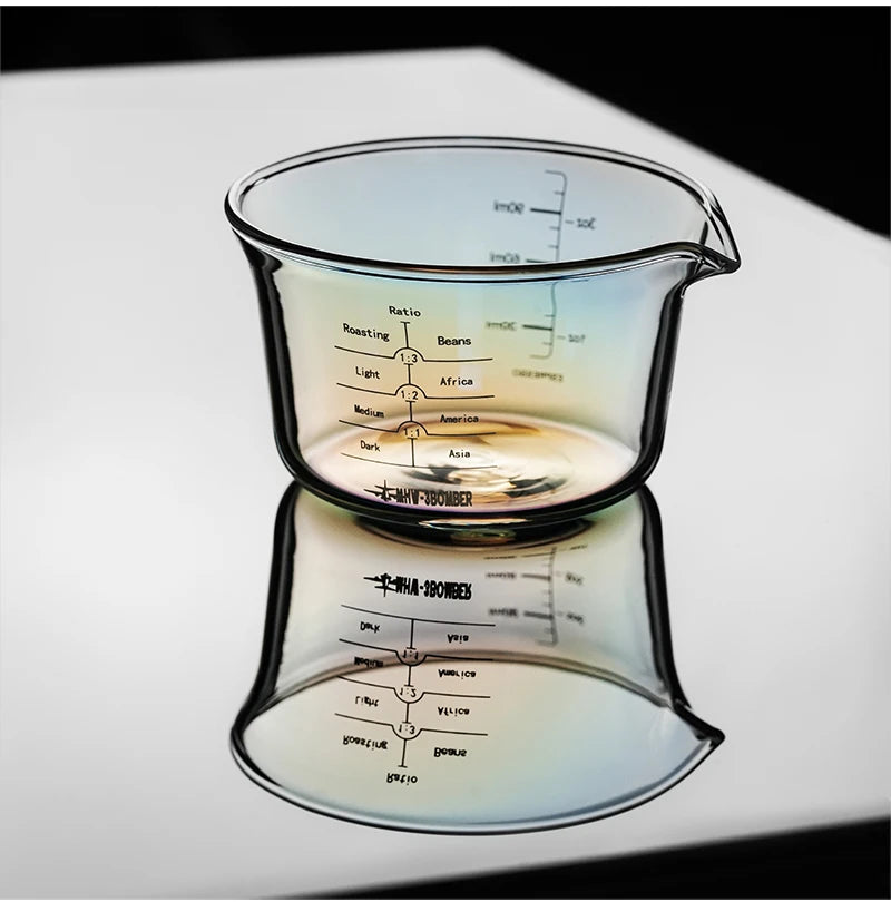 MHW-3BOMBER 120ML Glass Measuring Cup Single & Double Spout Espresso Measuring Cup with Scale Barista Tool Coffee Accessories