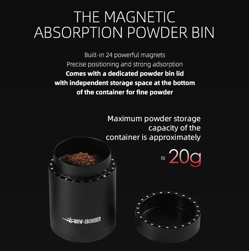 MHW-3BOMBER Manual Coffee Grinder 0.016mm/Click Conical Burr for Espresso Pour Over Adjustable Stainless Steel Barista Tool