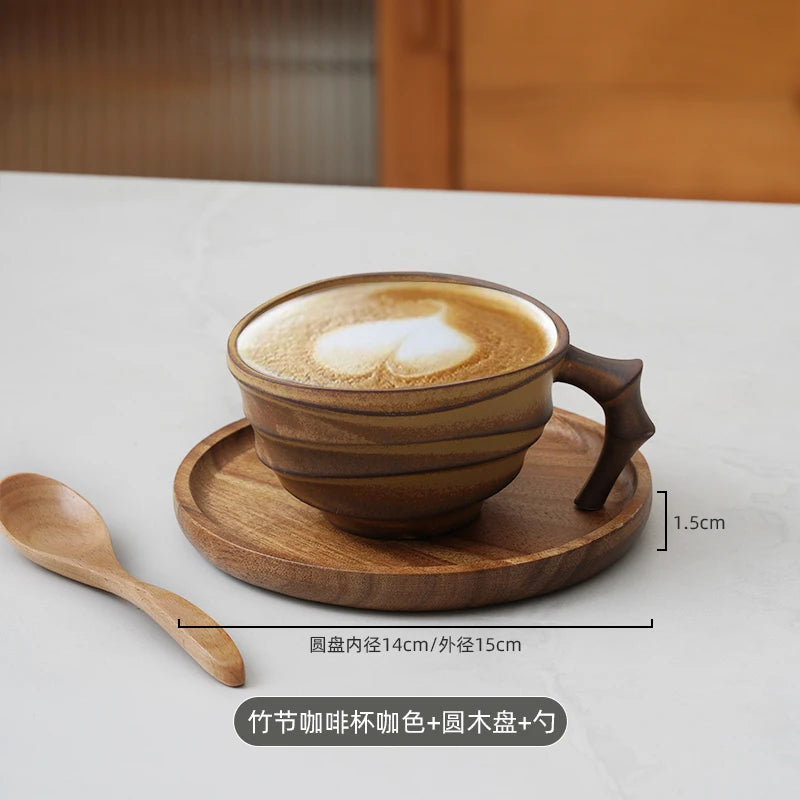 Vintage bamboo coffee cup ceramic mug creative high-end exquisite Japanese niche cup