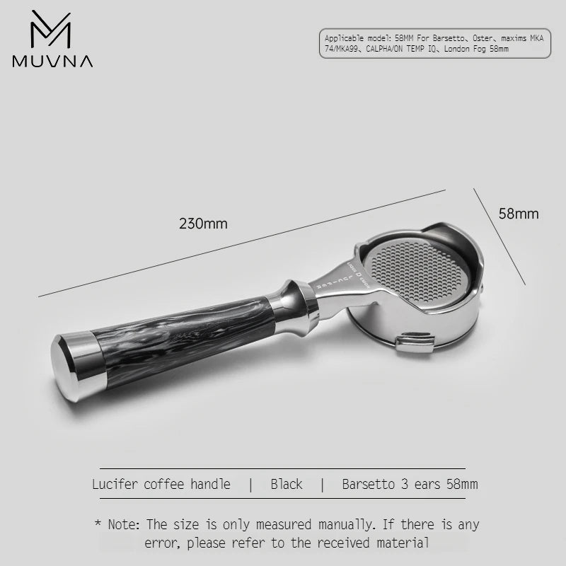 MUVNA Espresso Bottomless Portailfter Lucifer Series, Naked Portafilter with Basket Fits E61/Nuova/Delonghi/Breville Machines