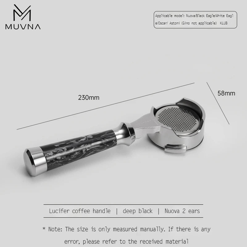 MUVNA Espresso Bottomless Portailfter Lucifer Series, Naked Portafilter with Basket Fits E61/Nuova/Delonghi/Breville Machines