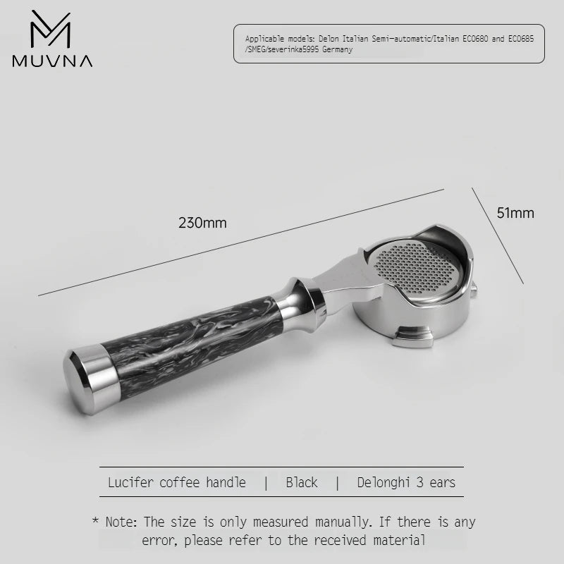 MUVNA Espresso Bottomless Portailfter Lucifer Series, Naked Portafilter with Basket Fits E61/Nuova/Delonghi/Breville Machines