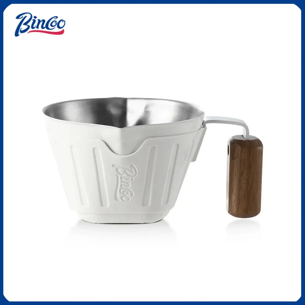 Bincoo 90ml Oak Handle Espresso Scale Cup Double Spout Design Accurate Ounce Measurement for Coffee Extraction Accessories