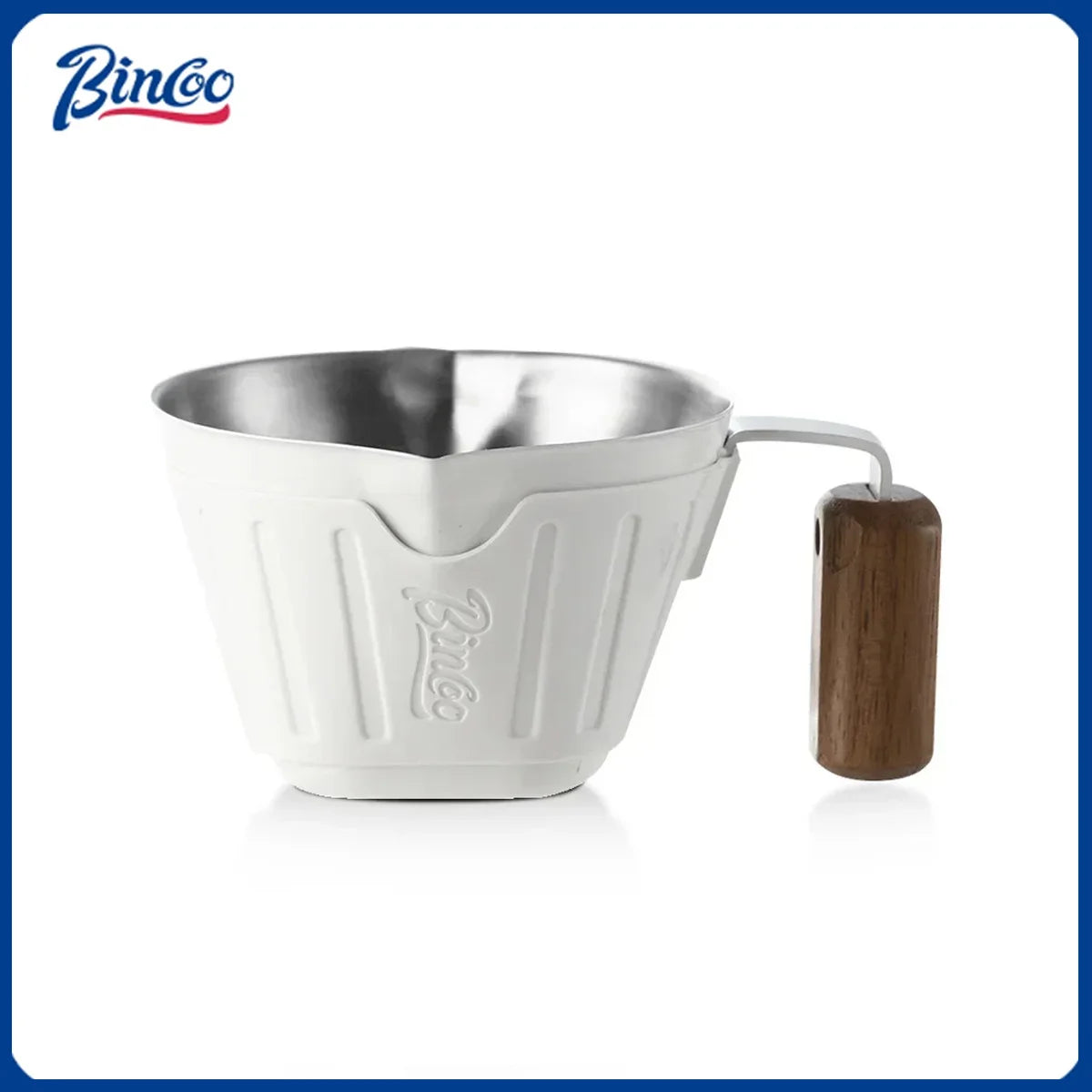 Bincoo 90ml Oak Handle Espresso Scale Cup Double Spout Design Accurate Ounce Measurement for Coffee Extraction Accessories