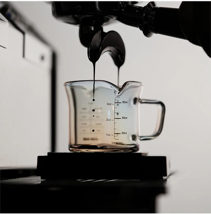 MHW-3BOMBER 120ML Glass Measuring Cup Single & Double Spout Espresso Measuring Cup with Scale Barista Tool Coffee Accessories
