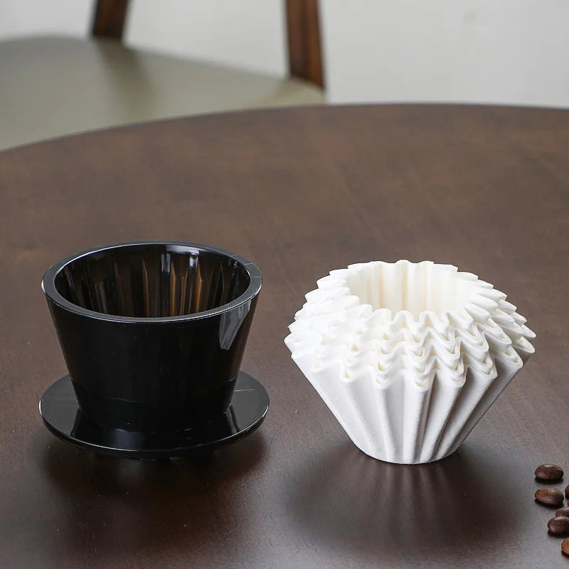 Wave Coffee Dripper 1-2Cups Crystal Eye Pour Over Coffee Dripper With Coffee Filter Papers 50 Sheets Coffee Filter Set