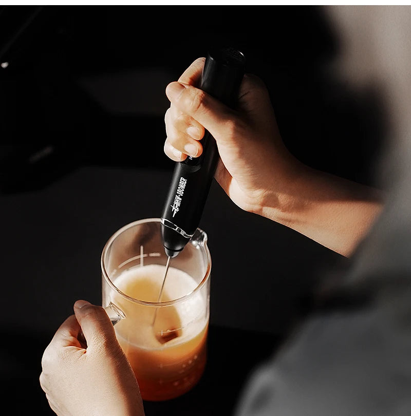 MHW-3BOMBER Electric Milk Frother Rechargeable Handheld Egg Foam Maker with Stainless Whisk for Coffee Latte Cappuccino