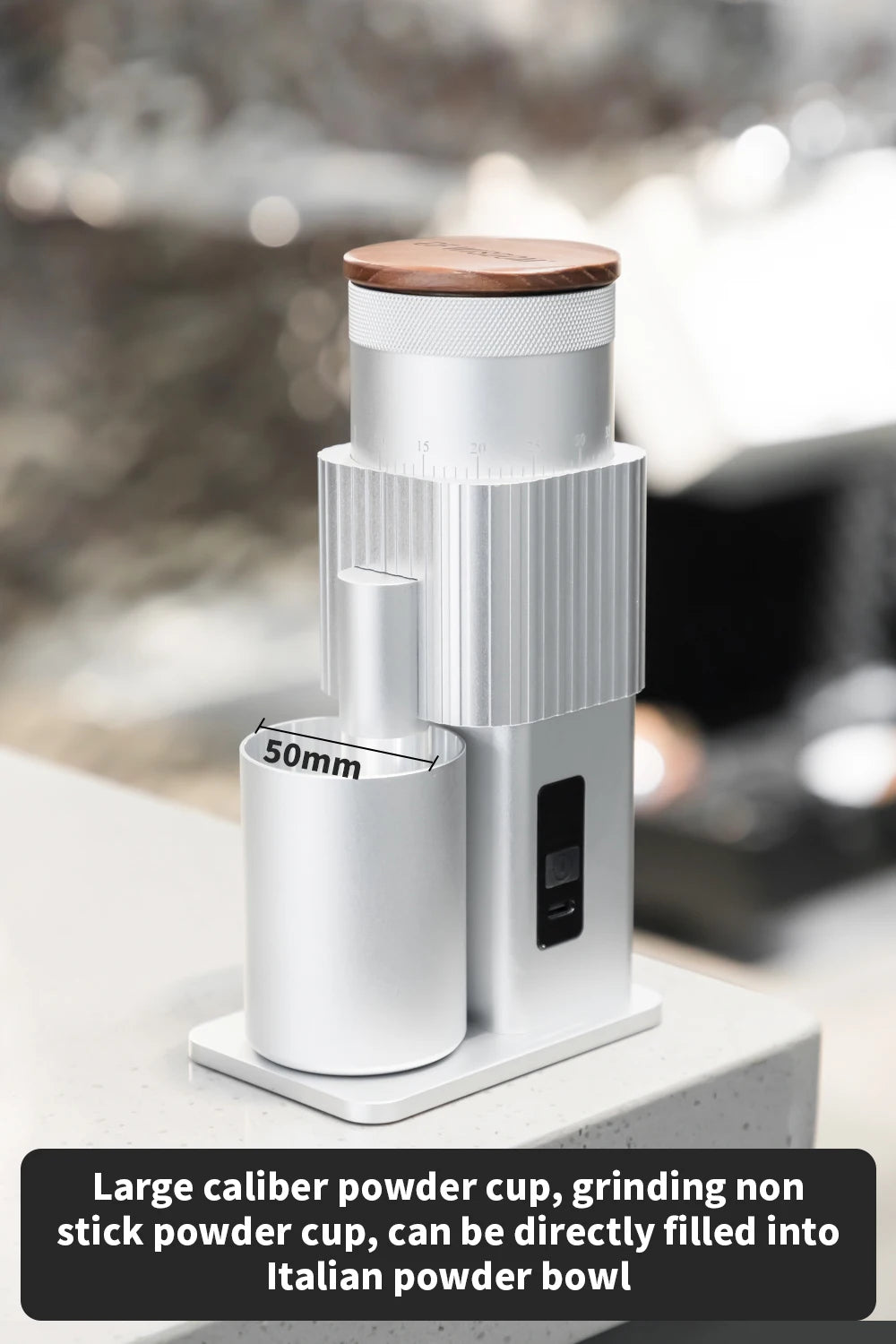 CF WISDOM Portable Electric Coffee coffee accessories Adjustable Coarseness Rechargeable, Aluminum Body, Magnetic