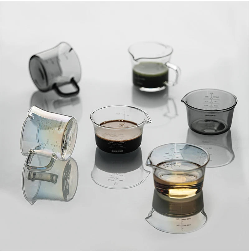 MHW-3BOMBER 120ML Glass Measuring Cup Single & Double Spout Espresso Measuring Cup with Scale Barista Tool Coffee Accessories