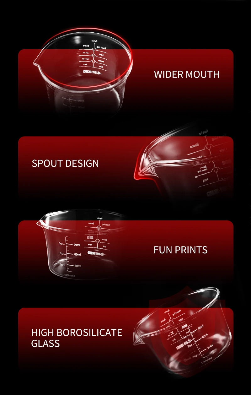 MHW-3BOMBER 120ML Glass Measuring Cup Single & Double Spout Espresso Measuring Cup with Scale Barista Tool Coffee Accessories