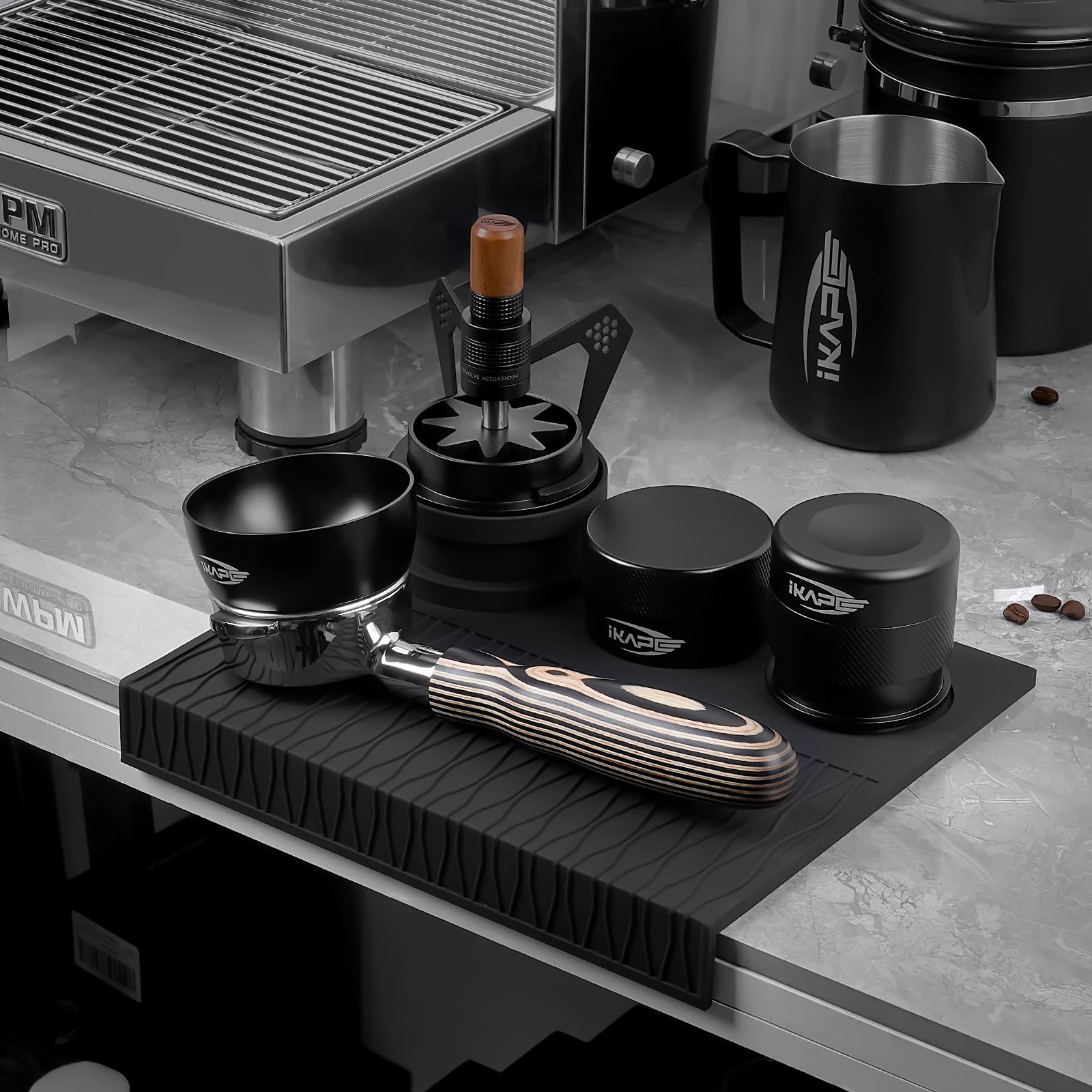 IKAPE Espresso Tamping Mat, Food Grade Silicone Coffee Tamper Mat, Portafilter Tamp Mat Espresso Accessory for Baristas