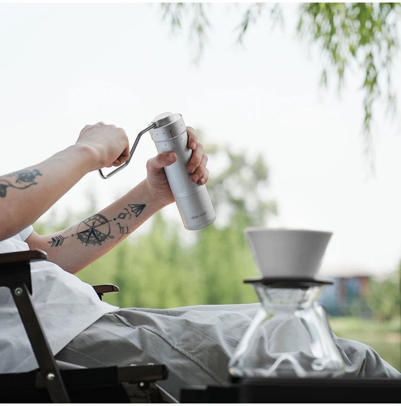 MHW-3BOMBER Manual Coffee Grinder 0.016mm/Click Conical Burr for Espresso Pour Over Adjustable Stainless Steel Barista Tool