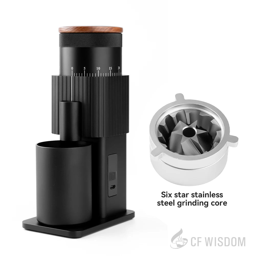 CF WISDOM Portable Electric Coffee coffee accessories Adjustable Coarseness Rechargeable, Aluminum Body, Magnetic