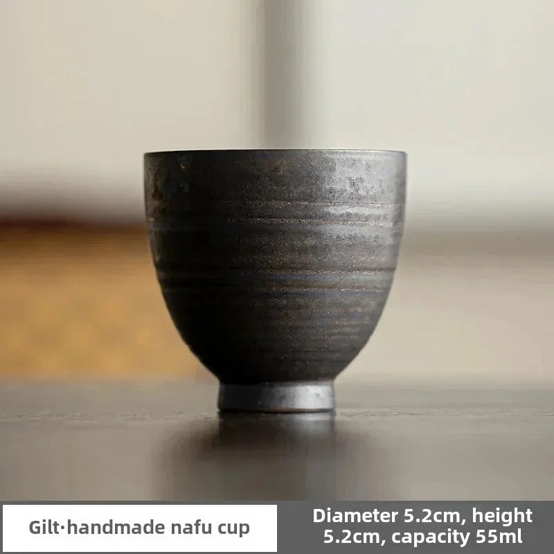 Japanese Style Handmade Stoneware Tea Cup Kung Fu Tea Set Tea Cup Small Single Cup Ancient Style Quiet Road Cup Bowl Teacup