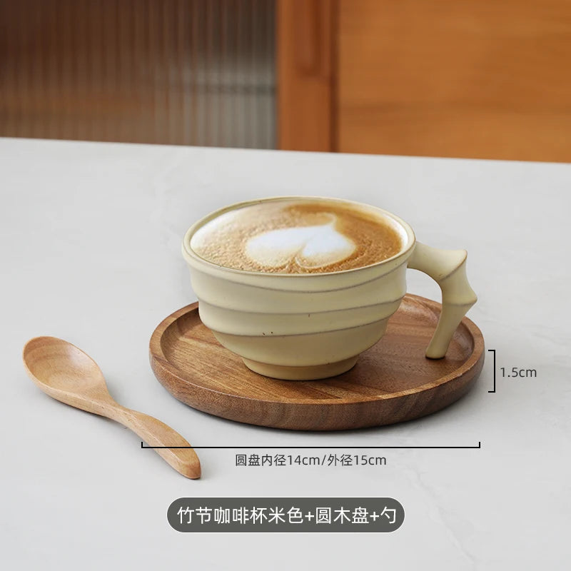 Vintage bamboo coffee cup ceramic mug creative high-end exquisite Japanese niche cup