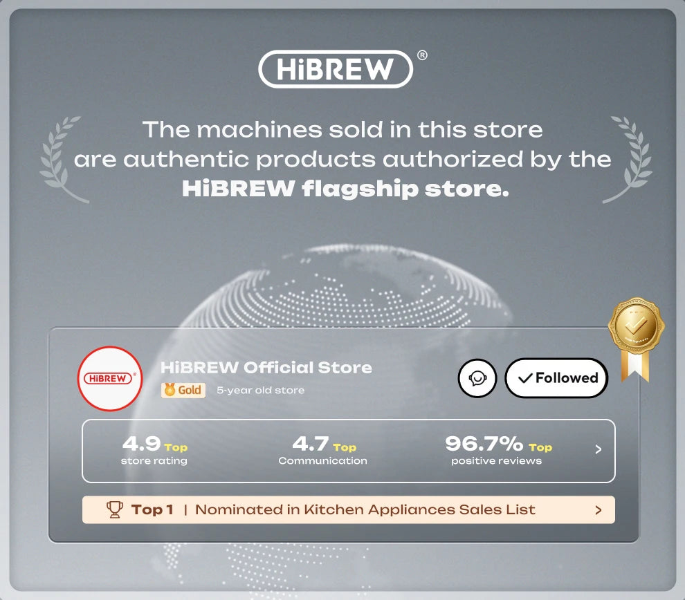 HiBREW  3 in 1 Semi Automatic Espresso Cappuccino Latte Coffee Machine Automatic Milk Froth Ground Coffee Stainless Steels H13A