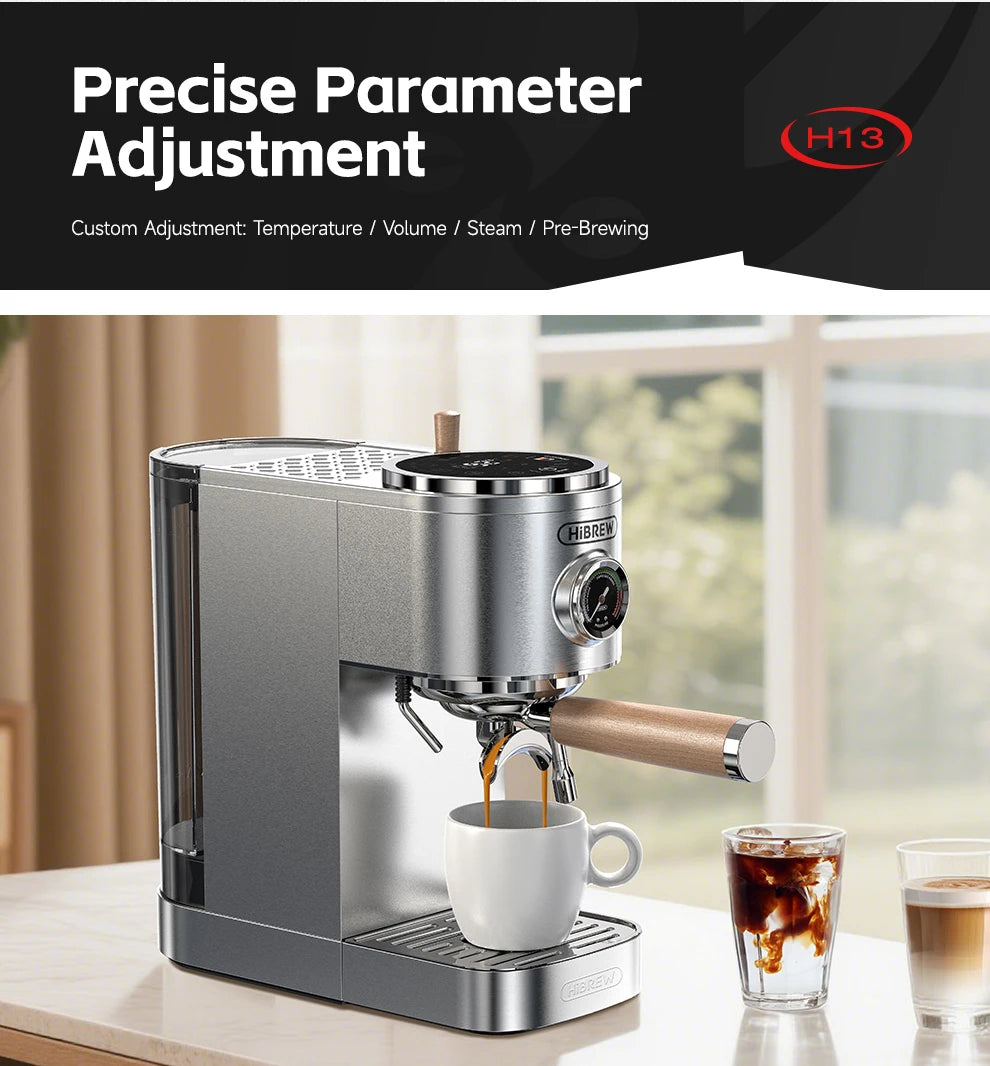HiBREW Semi-automatic Espresso Coffee Machine 3 Level Temperature Adjustable Cold/Hot 20Bar Coffee Maker Cappuccino H13
