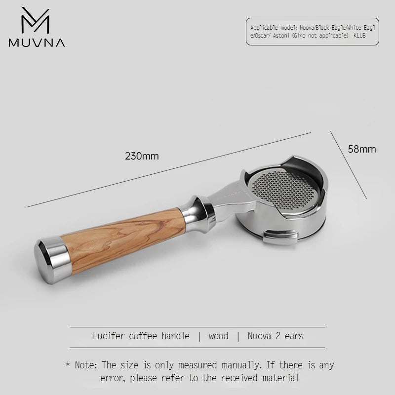 MUVNA Espresso Bottomless Portailfter Lucifer Series, Naked Portafilter with Basket Fits E61/Nuova/Delonghi/Breville Machines
