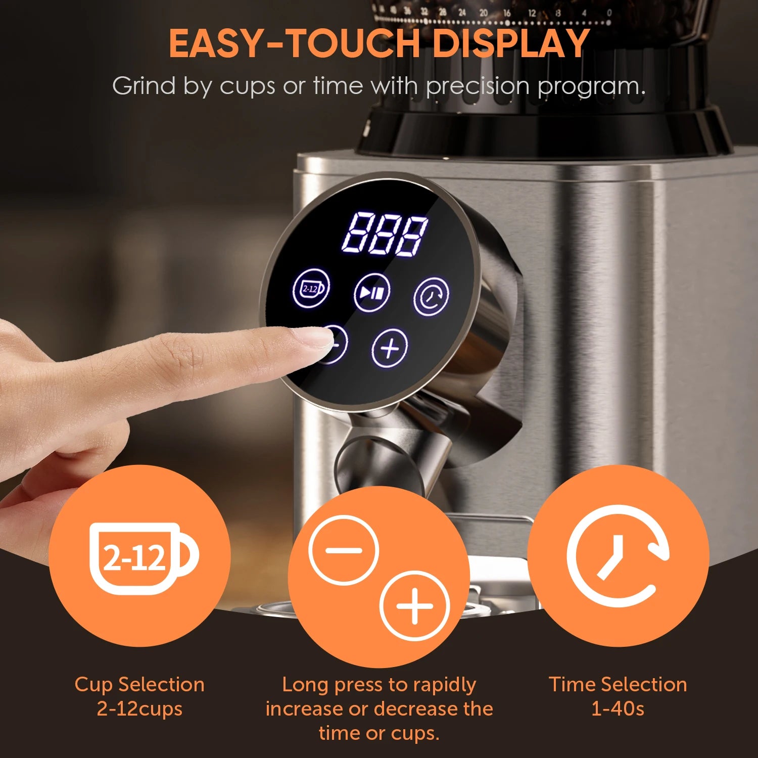 BioloMix Electric Conical Burr Coffee Grinder with Removable Holder,with 48 Grind Settings Adjustable,for Espresso Coffee
