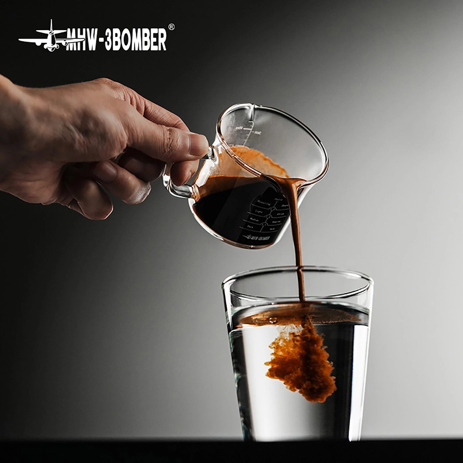 MHW-3BOMBER 120ML Glass Measuring Cup Single & Double Spout Espresso Measuring Cup with Scale Barista Tool Coffee Accessories