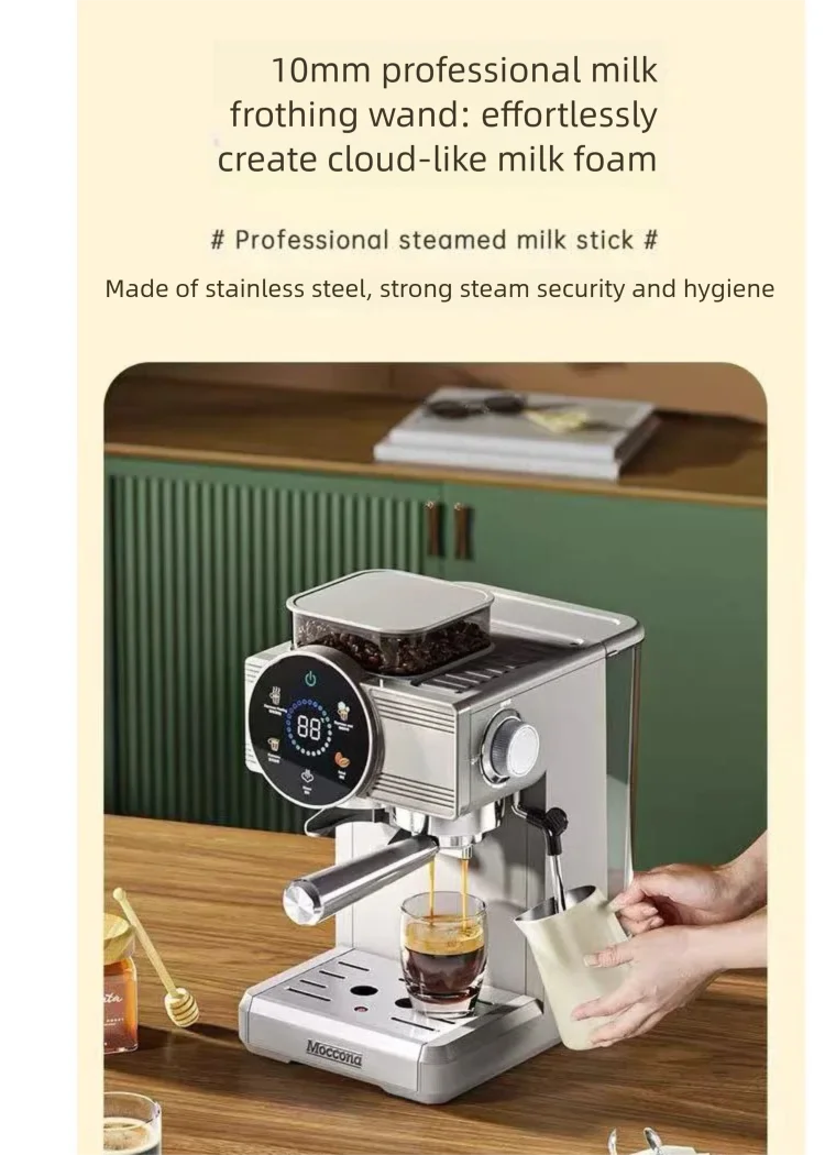High-Performance Commercial Espresso Machine Touch Screen Temperature Display Automatic Coffee Machine with Milk Tank for Bakery