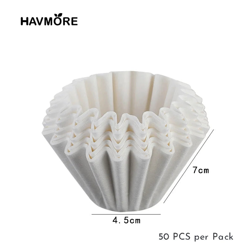 Wave Coffee Dripper 1-2Cups Crystal Eye Pour Over Coffee Dripper With Coffee Filter Papers 50 Sheets Coffee Filter Set
