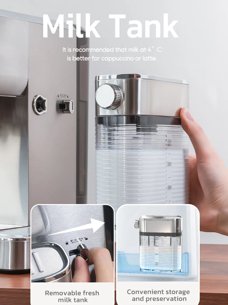 HiBREW  3 in 1 Semi Automatic Espresso Cappuccino Latte Coffee Machine Automatic Milk Froth Ground Coffee Stainless Steels H13A