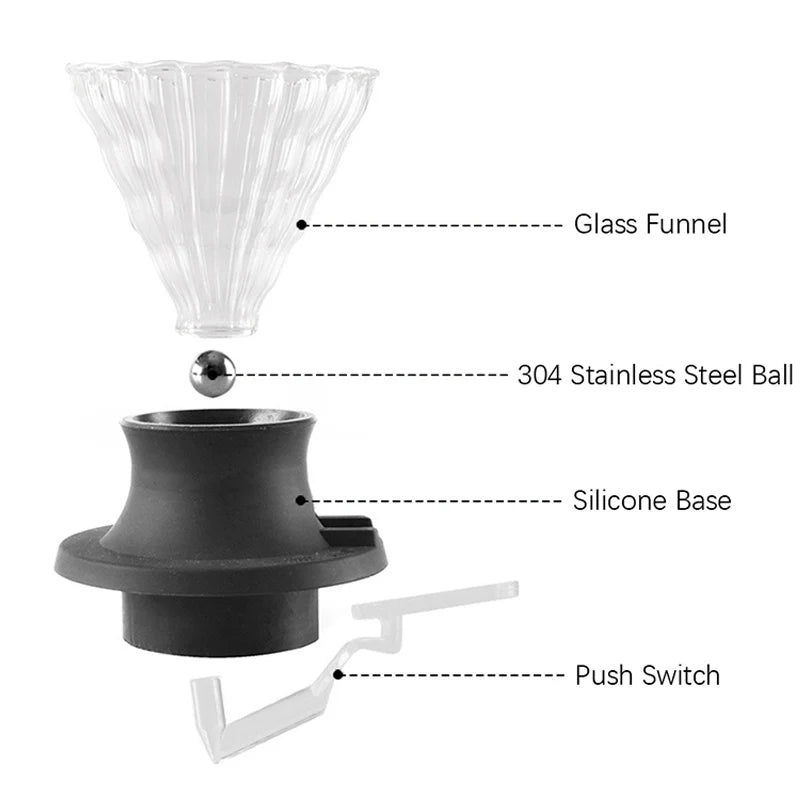 Immersion Coffee Dripper V02 Immersion Drip Coffee Glass Switch Pour Over Coffee Maker Drip  Coffee Dripper and Filters