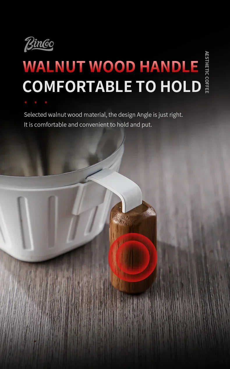 Bincoo 90ml Oak Handle Espresso Scale Cup Double Spout Design Accurate Ounce Measurement for Coffee Extraction Accessories