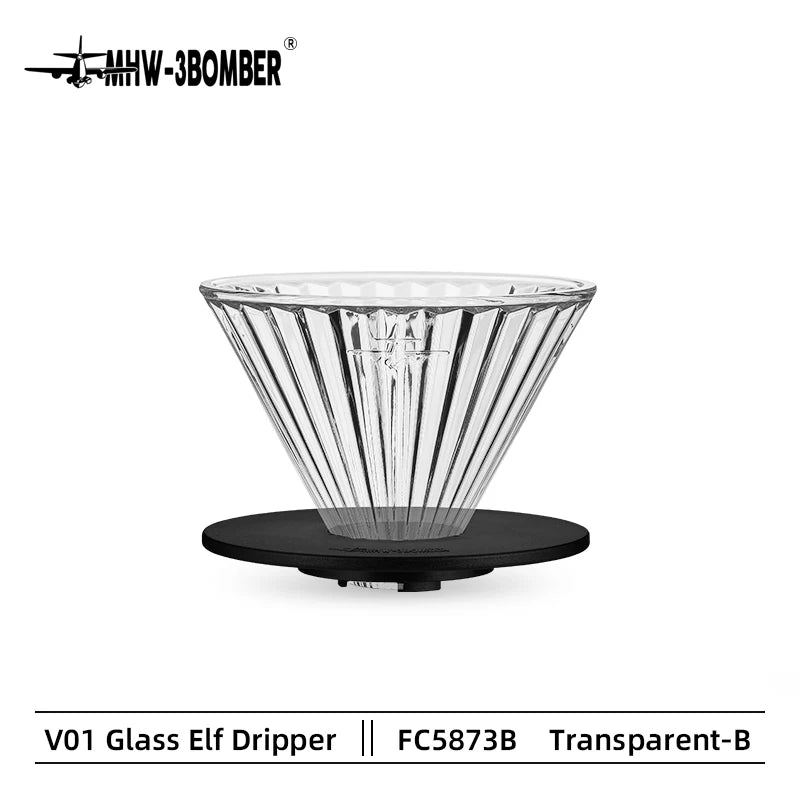 MHW-3BOMBER Glass Coffee Filter Cups and Espresso Filter Paper Set Reusable Cone Pour Over Coffee Dripper Filters Accessorie